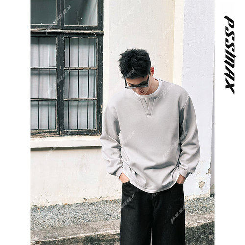 胖俗俗PSSMAX宽松假两件卫衣男