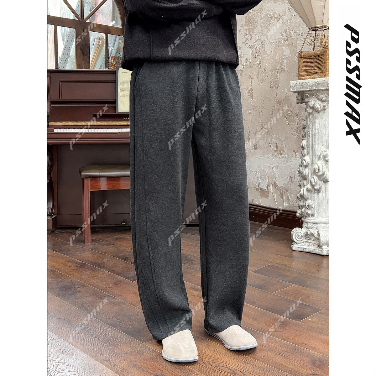 【现货】胖俗俗 PSSMAX【厚感侧线垂坠】秋冬新款高级感保暖卫裤