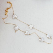 甜蜜满天星 浮光拾贝天然爱心珍珠淡水珍珠项链纯银镀金项链时尚