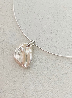 粉樱初绽-浮光拾贝天然巴洛克花瓣珍珠925纯银项圈时尚清冷气质感