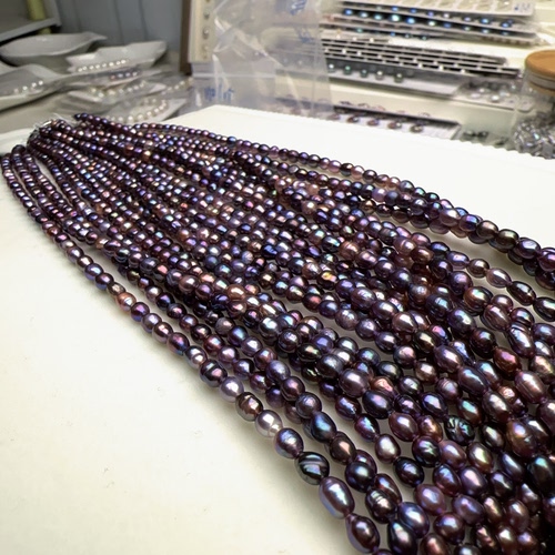 3.5-4.5mm天然妖紫 火烧云怪色炫米珠半成品diy手工