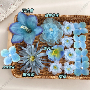 氛围感绢花头饰海边氛围感拍照发夹仿真簪花发卡侧边花朵发饰套装