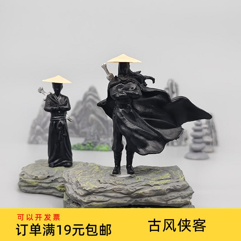 江湖古风侠客微缩人偶微景观造景