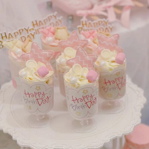 儿童生日甜品台装饰卡通云朵字母happy birthday慕斯杯小酒杯贴纸