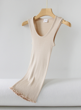 日本订单~柔软高弹！真丝桑蚕丝加棉螺纹百搭修身无缝背心女夏季