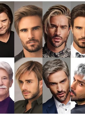 扮演欧美男士灰色短发假发头套Mens silver grey short curl wig