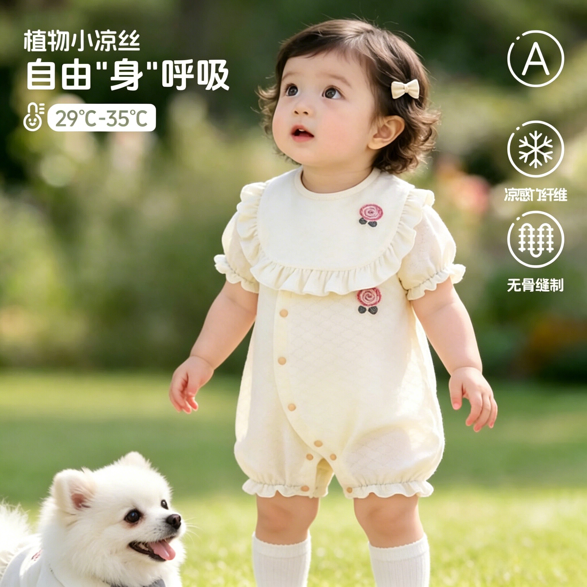 婴儿a类竹纤维连体衣宝宝夏季薄款透气短袖哈衣小月龄外出爬爬服1