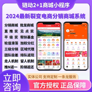 链动2加1小程序一二级分销商城团队极差分红股东分红见点奖平级奖