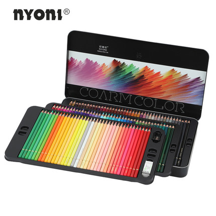 尼奥尼彩铅120色72色油性美术生专用手绘画100色水溶铅笔铁盒套装
