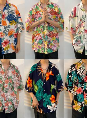 海南岛沙滩服港风夏威夷花衬衫