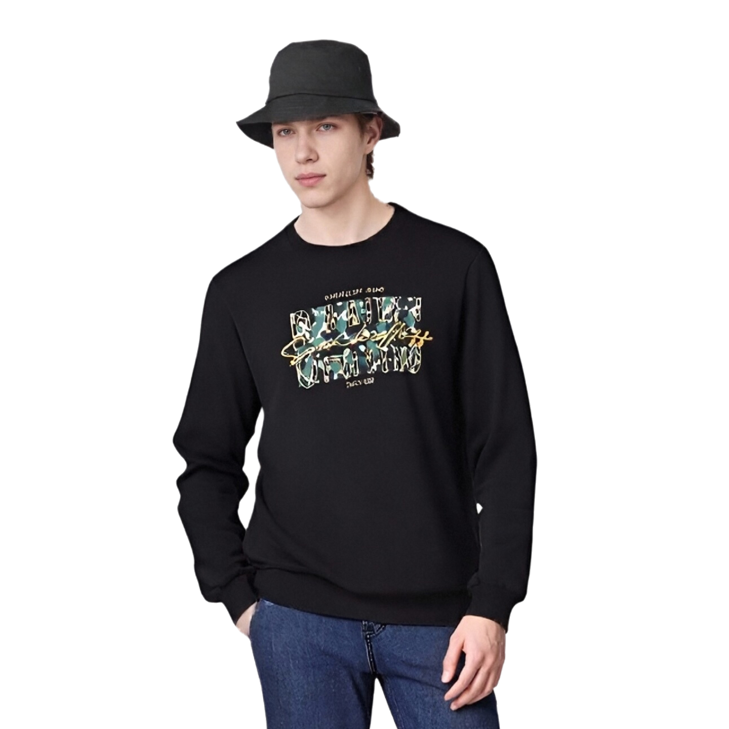 SK潮奢男士圆领卫衣长袖套头修身