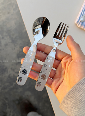 南瓜小厨房屋304不锈钢食品级KT猫家用儿童吃饭勺喝汤可爱短柄