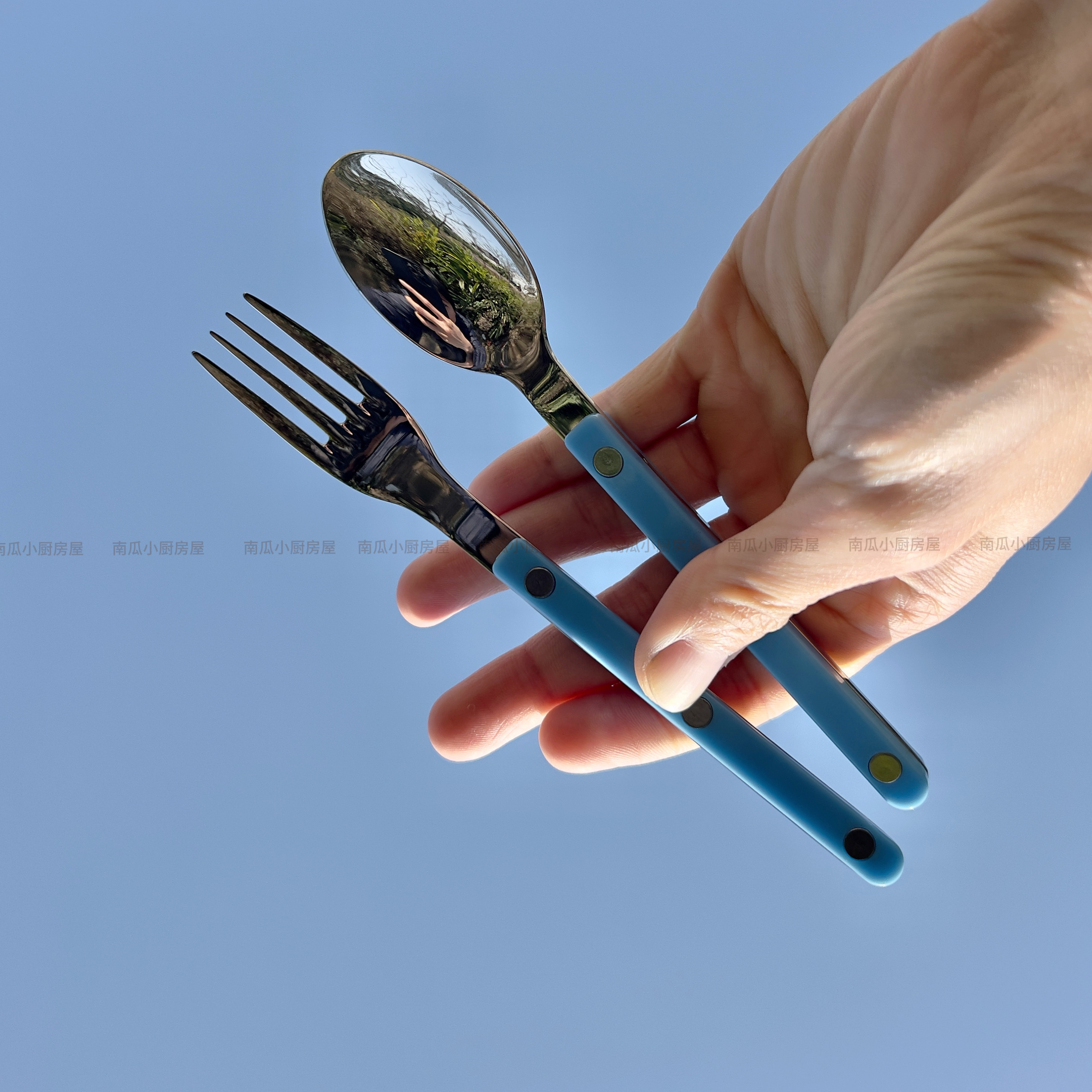 出口法国小酒馆三钉s家复刻西餐刀叉勺家用天空蓝手柄水果黄油刀,餐饮具,西餐餐叉,淘宝优惠券,粉丝福利购,淘宝优惠卷