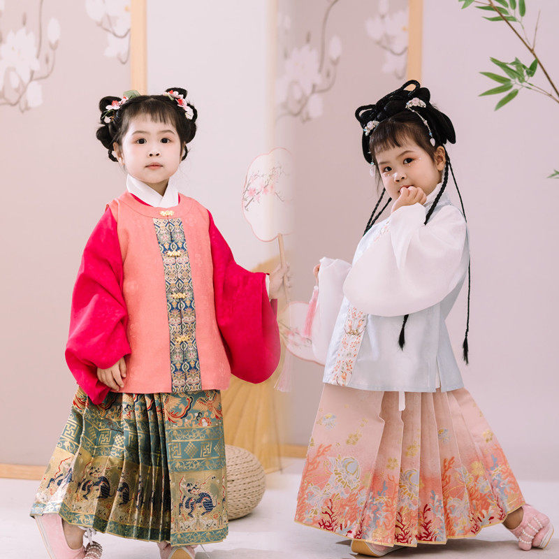 惜文儿童水母现货仿妆花织金马面交领短袄秋冬新款日常亲子装汉服,童装/婴儿装/亲子装,汉服,淘宝优惠券,粉丝福利购,淘宝优惠卷