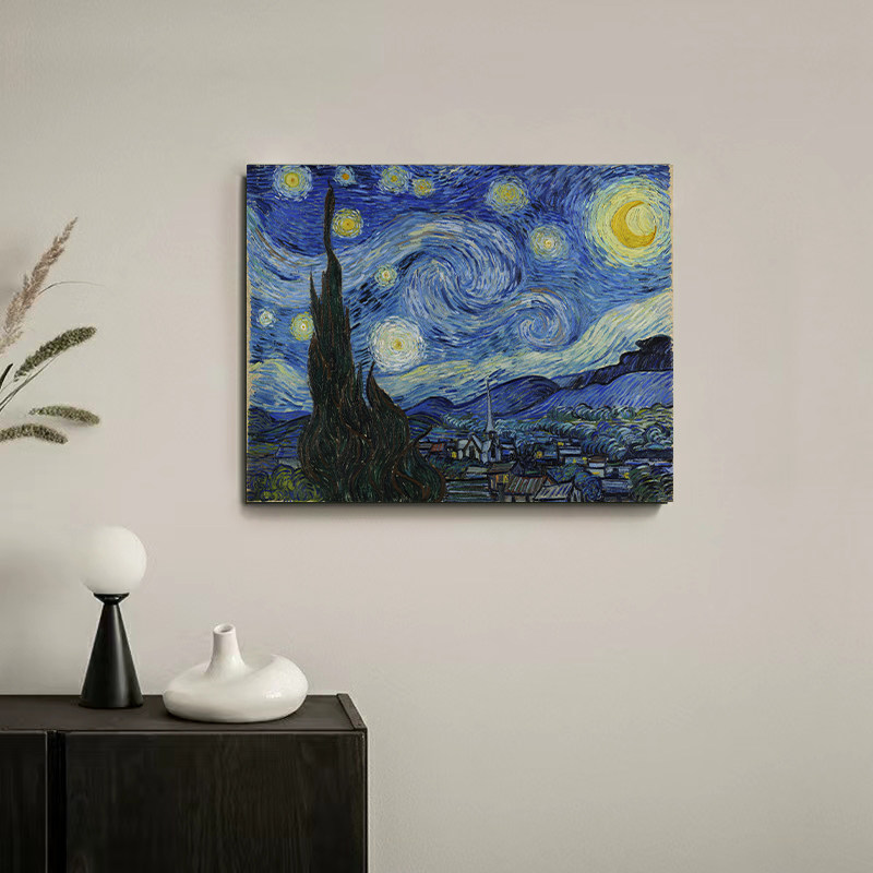 纯手绘梵高星空风景油画世界名画现代简约抽象卧室客厅餐厅装饰画