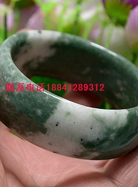 玉石手镯宽版兰花玉手镯飘绿花