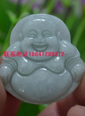 天然翡翠笑口常开挂绳吊坠