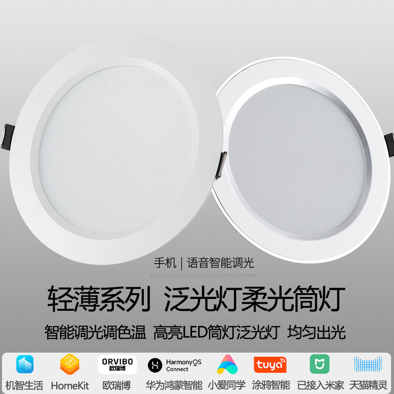 智能调光调色led超薄筒灯泛光灯homekit已接入米家涂鸦zigbee蓝牙图片