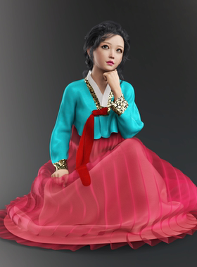 DAZ资源 a93 - dForce Hanbok for G8F,G8.1F亚系袍服(仅服装) IM