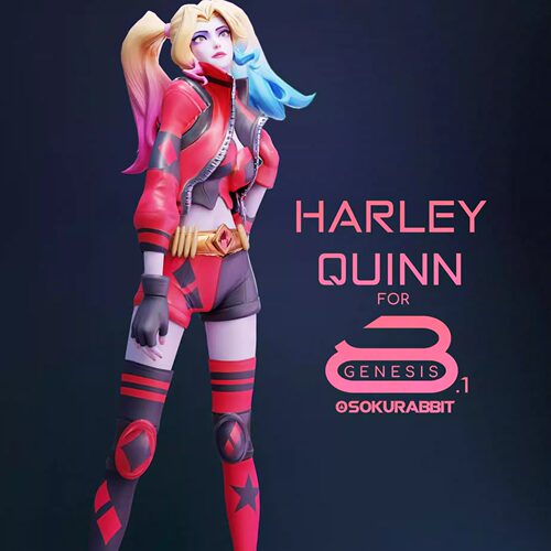 daz资源Harley Quinn For G8 and 8.1 F卡通美少女体型 发型 [IM]
