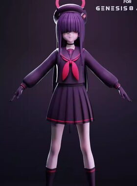 DAZ资源 Mob-chan For G8 , G8.1F卡通女学生体型,发型,服装 非IM