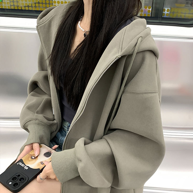 2025新款爆款卫衣外套女春秋款小个子秋冬拉链开衫连帽运动上衣