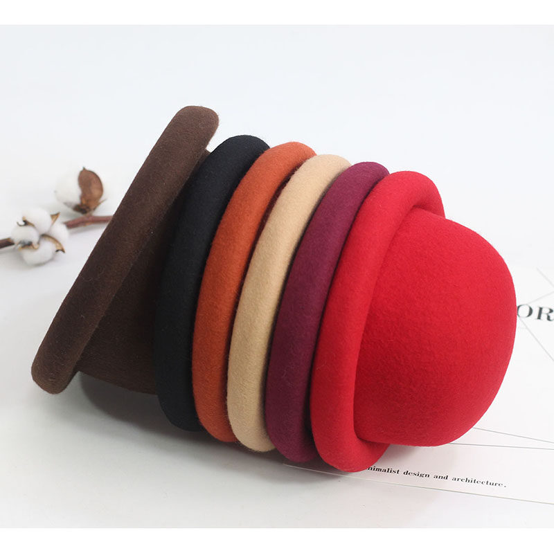 韩版儿童帽子圆顶礼帽亲子秋冬羊毛呢男女童卷边丸子帽宝宝南瓜帽