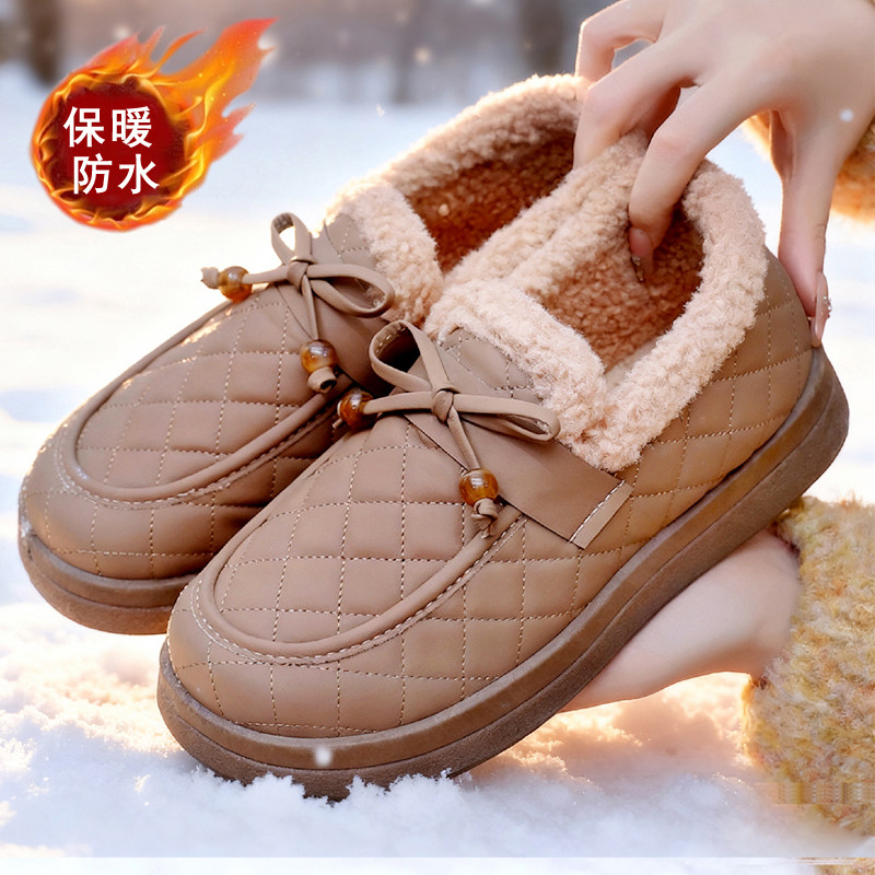 冬季老北京布鞋女棉鞋加绒加厚保暖防水一脚蹬豆豆鞋皮面妈妈棉鞋,女鞋,棉鞋,淘宝优惠券,粉丝福利购,淘宝优惠卷