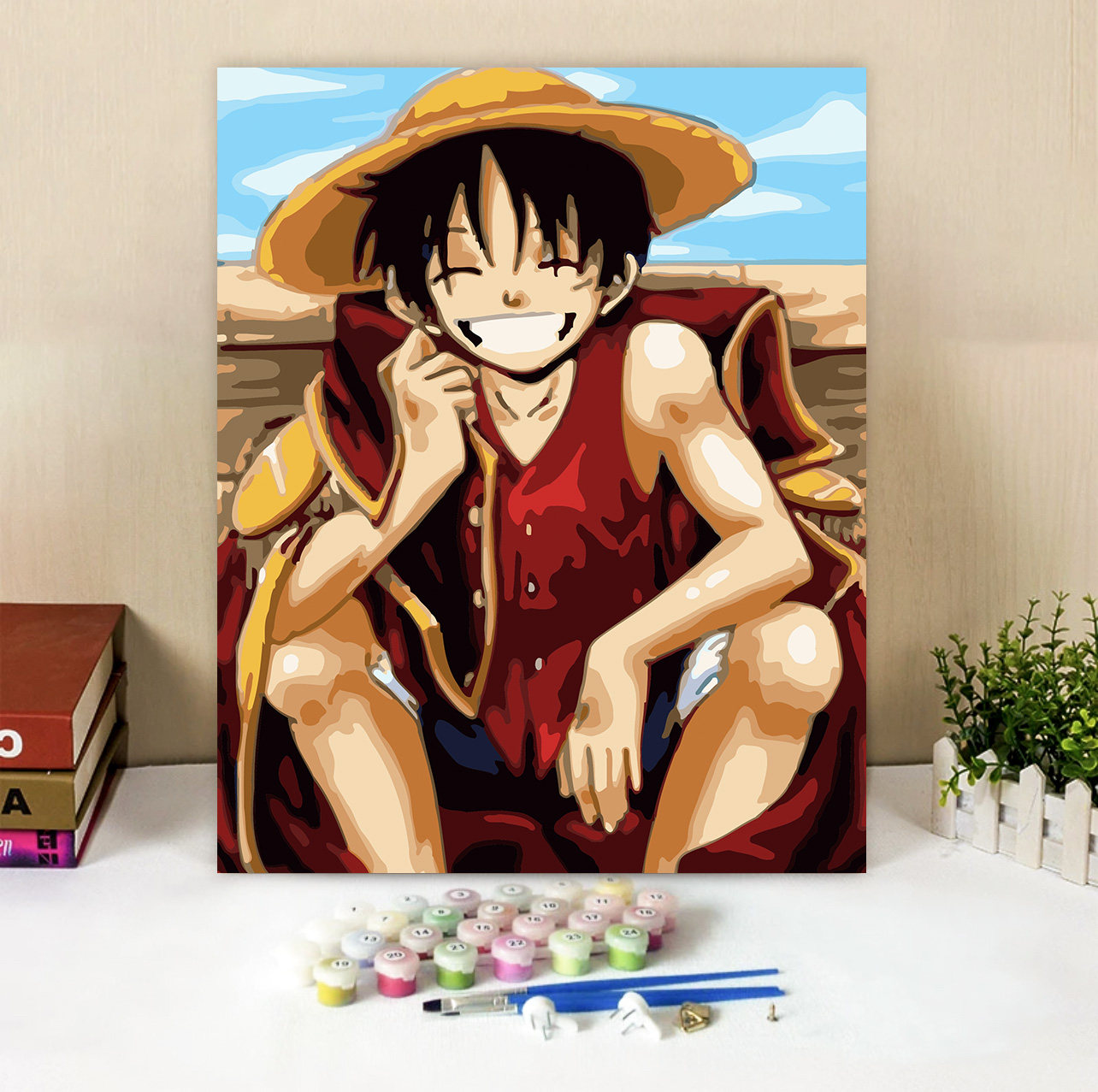 海贼王路飞数字油画手绘diy卡通动漫填色减压手工填充丙烯油彩画
