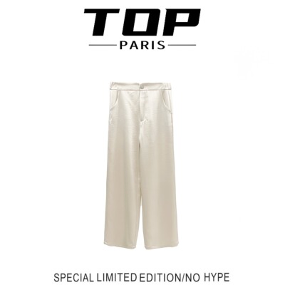 TOP【醋酸休闲裤】进口醋酸光泽显瘦百搭垂感直筒阔腿裤1388