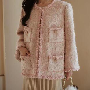 气质外套1297 小香风粉色轻奢时尚 TOP 粉金