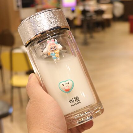 双层玻璃杯高硼硅加厚泡茶水分离耐高温杯子高颜值便携小巧迷水杯