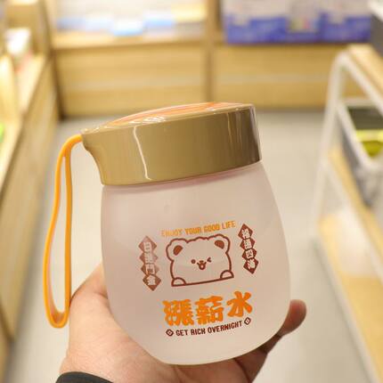 创意个性潮流磨砂玻璃水杯学生男女带刻度大肚小巧杯子韩版迷你瓶