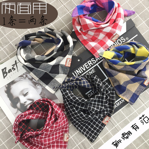 新潮春秋冬款格子男女小孩三角巾