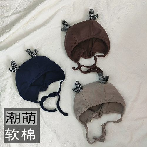 全棉洋气百搭春秋男女宝宝儿童拍照潮帽子可爱网红呆萌婴幼儿胎帽
