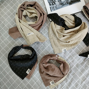 全棉儿童长围巾男女宝宝三角围脖纯棉网红潮亲子婴幼儿成人围