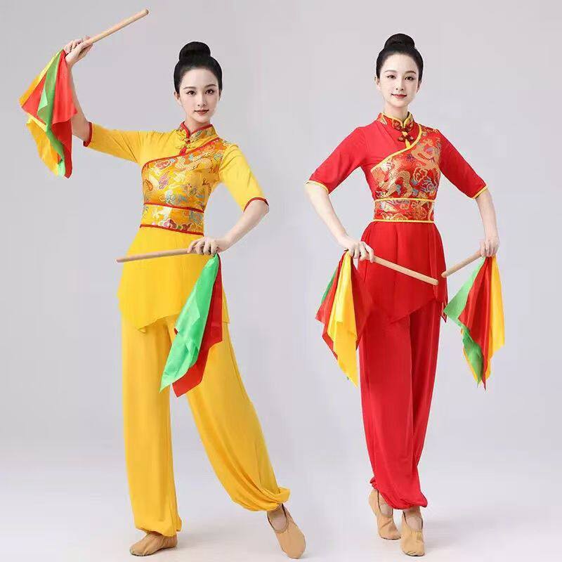 新款打鼓演出服民族锣鼓队腰鼓大鼓水鼓舞蹈服中国风喜庆龙纹套装