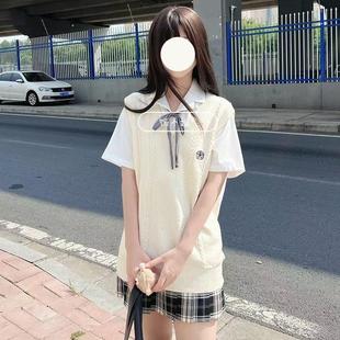 学院风jk制服甜美套头毛衣夏季 原创针织衫 百搭背心叠穿马甲上衣