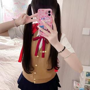 JK制服日系木夏季 纯色马甲基础款 针织上衣校供感穿搭半身短裙套装