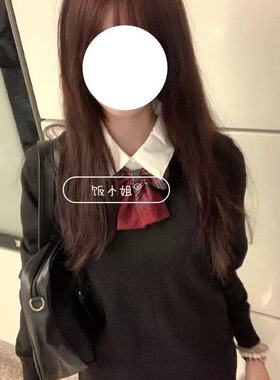 2025秋冬套装黑色套头V领针织衫毛衣叠穿长袖上衣校供感玄格短裙