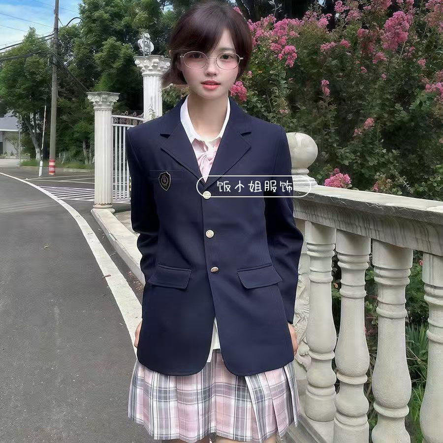 日系校供JK西装外套女动漫学姐春秋上衣学院风制服套装休闲黑西服
