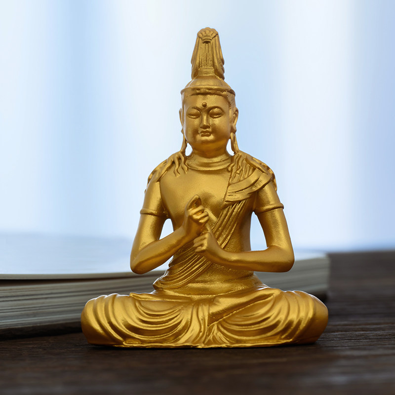 金色大日如来佛像供奉菩萨摆件纯黄铜像毗卢遮那如来茶空间装饰品