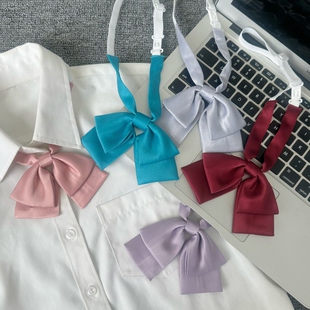 梦见电子兔纯色仿真丝小双层多色百搭小巧可爱领结女生JK校服配件