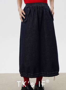 【男鹿】山羊绒莱卡混纺抽绳抓毛半裙