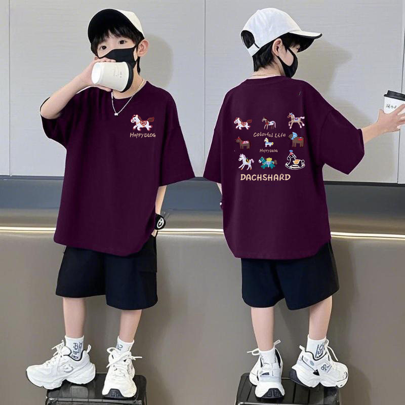 2026新款纯棉中大童男童短袖儿童运动套装
