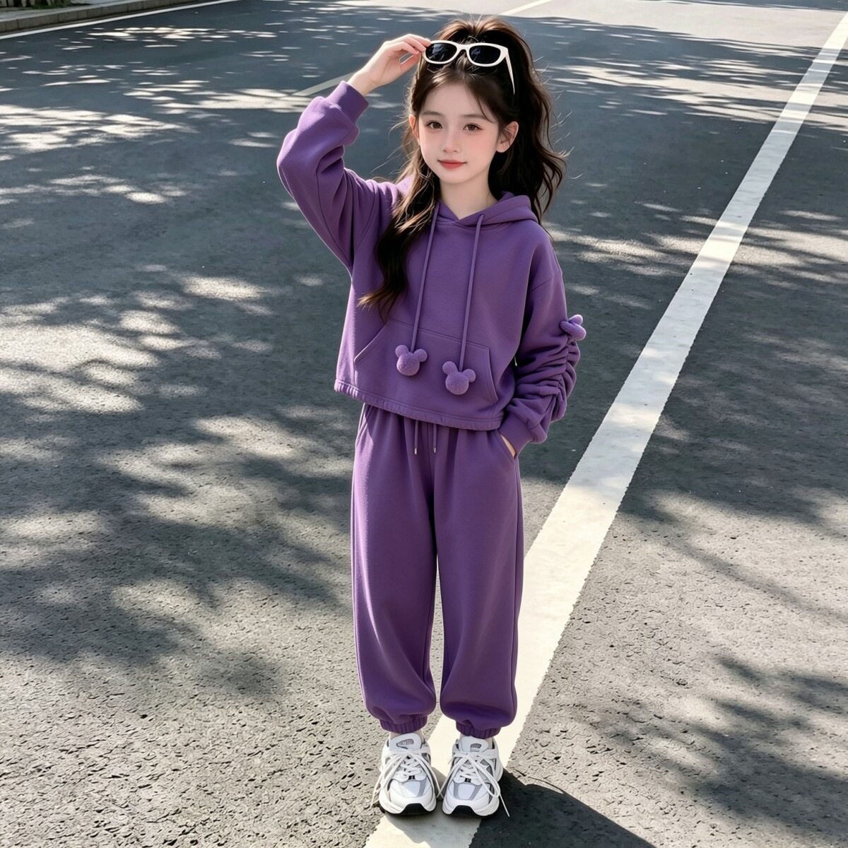 女童套装秋装运动卫衣2026新款春秋中大童连帽衫大童休闲阔腿裤图片