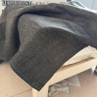 The dry spinning process is more primitive and rough! A thick rectangular tablecloth made of single-color woven linen for export thumbnail 5