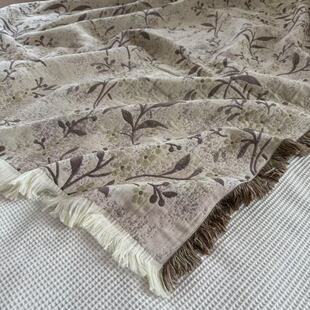 清货!外贸色织提花双层纱汉麻盖毯单午睡毯子办公室沙发休闲毯