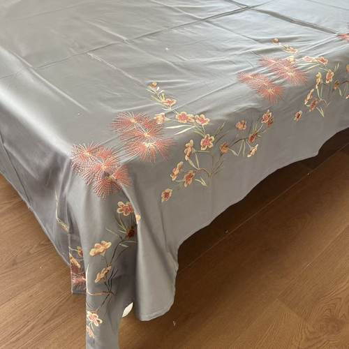 精美绣花！外贸100支全棉床单单件纯棉长绒棉贡缎刺绣单双人睡单