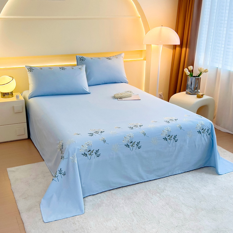 特价清！外贸出口绣花床单单件全棉纯棉刺绣枕套睡单三件套1.5.8m